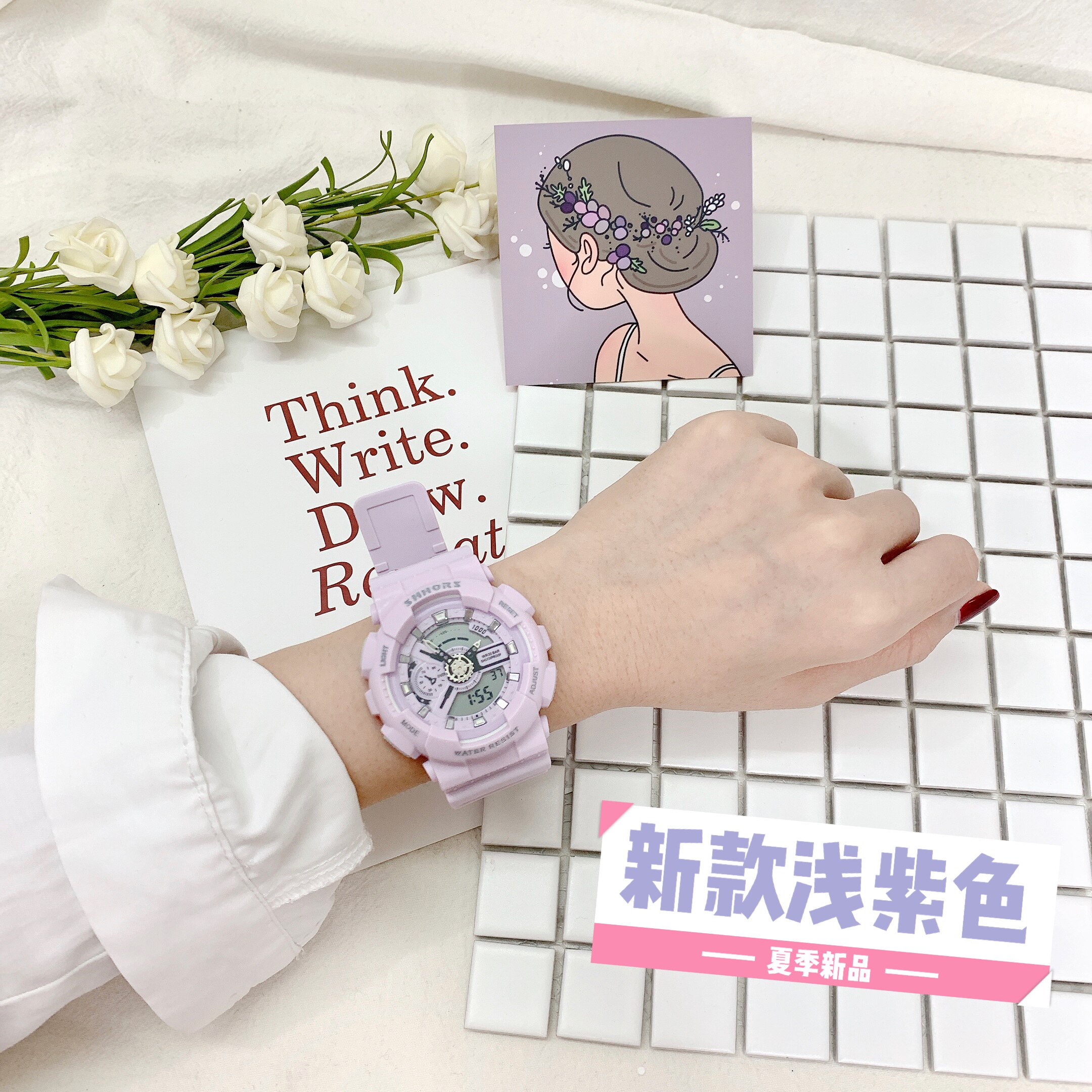 林小宅男女韩版简约潮流情侣电子表 李欧尼的店国产腕表