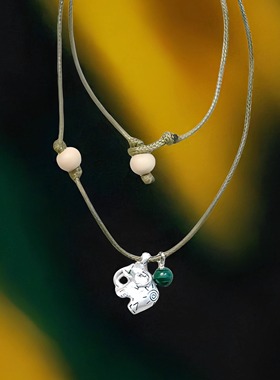 心象事成节节高绿色小象项链