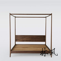 New Chinese Simplicity Wind Solid Wood Shelf Bed Elm Wood Walnut Wood Wedding Bed Cupping Bed Bedroom Bed Free Of Paint Chinese Style
