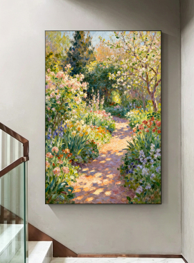 可班手绘油画花蹊呈瑞客厅装饰画
