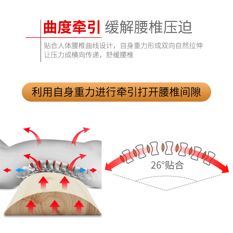 木头木腰枕实木腰椎盘突出睡觉矫正牵引硬腰靠床上睡眠腰部护腰垫-图0