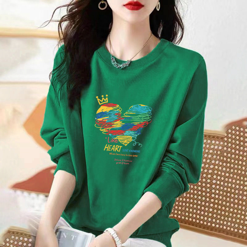 品牌折扣清仓宽松大码爱心印花上衣春时尚减龄休闲纯棉长袖卫衣女,淘宝优惠券,粉丝福利购,淘宝优惠卷