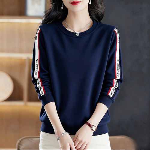 大牌外贸捡漏春秋季新款长袖印花卫衣女文艺简约洋气大码纯棉上衣 - 图3