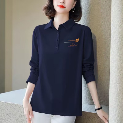 大牌清仓捡漏纯棉长袖衬衫女秋季新款洋气休闲polo衫大码宽松上衣 - 图3