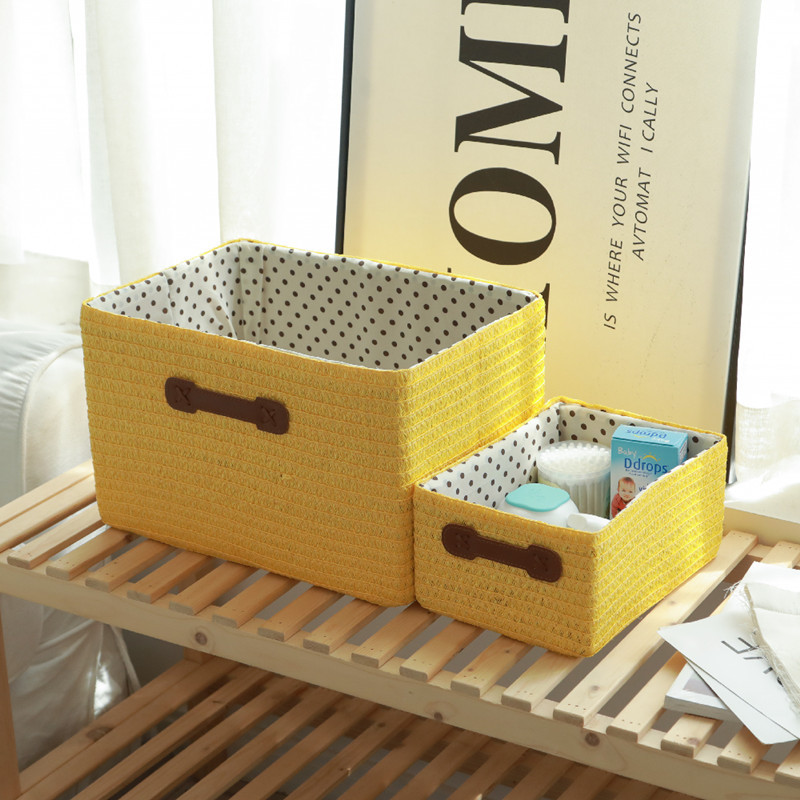 Folding Woven Basket for Clothes Storage, Closet Shelf with - 图0