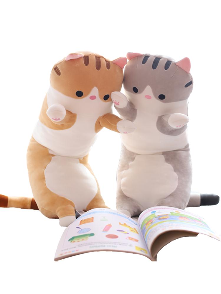 Stuffed plush cat toys long sleeping big pillows bed dolls - 图0