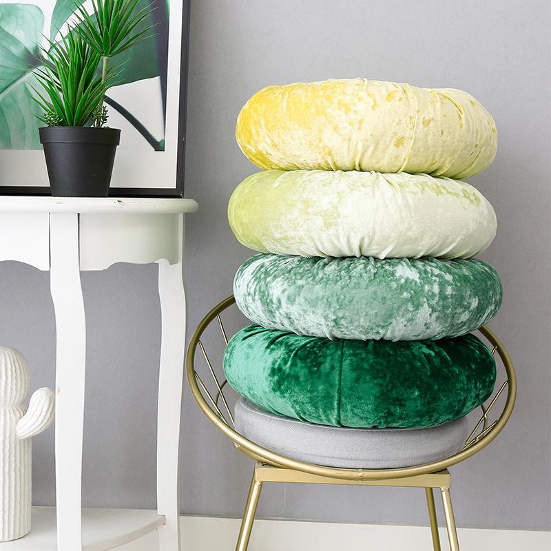 Small pumpkin ice flower velvet sofa round cushion pillow - 图0