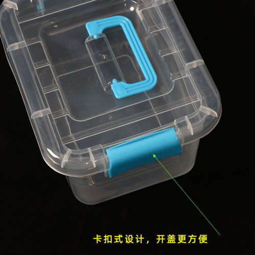 透明塑料收纳箱玩具零食杂物桌面整理箱收纳盒手提储物箱加厚家用 - 图0