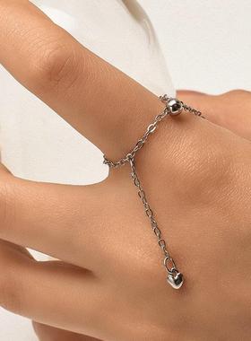 Fashion Simple Heart Circle Chain Drawable Rings For Women G