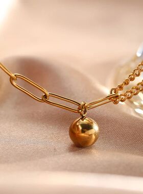 Sainless Seel Ankle for Women Exquisie Spliced Chain Ball Pe