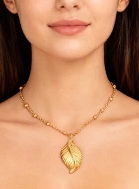 304 Sainless Seel Geomeric Leaf Pendan Necklaces for Women L