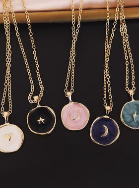 Colorful Moon Star Lightning Pendant Necklaces For Women Gir