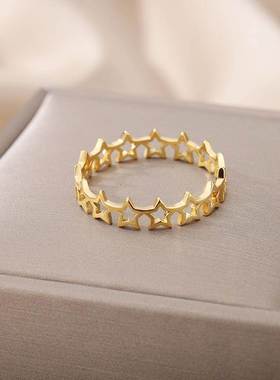 Star Rings for Women Gold Plated Couple Stainless Steel Ring