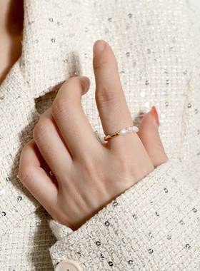 High-quality Natural Pearls Elastic Fine Beads Tail Ring Wom