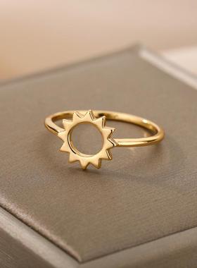 Hollow Sun Rings For Women Vintage Stainless Steel Gold Colo
