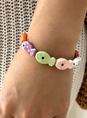 Creaive Color Dopamine Ceramic Beaded Small Fish Braceles fo