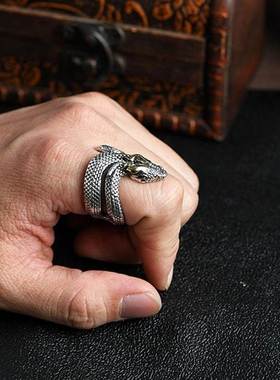 Vintage Charm Horned Snake Ring For Man Woman Aesthetic Punk