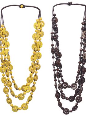 Ethnic Style Multi-layer Beaded Coconut Shell Necklace Triba