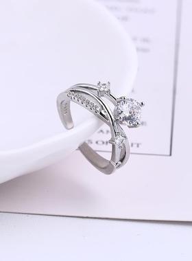 Cosmic Planet Track Rhinestone Rings Opening Adjustable Ring