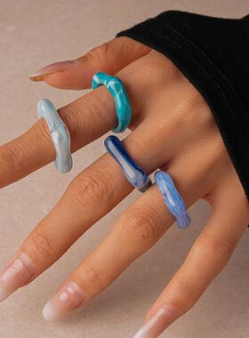 5Pcs Colourful Rings for Women Exquisie Irregular Geomeric S