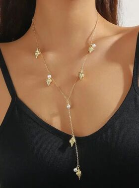 Vinage Gold Color Hear Long Necklace for Women Exquisie Tass
