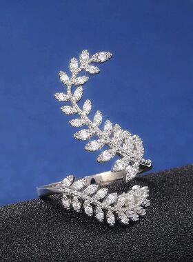 Luxury Designer Jewelry Leaf Zircon Crystal Rings for Women