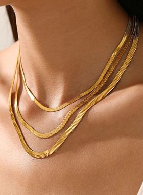 Hot Classic Unisex Flat Snake Chain Choker Necklace For Wome