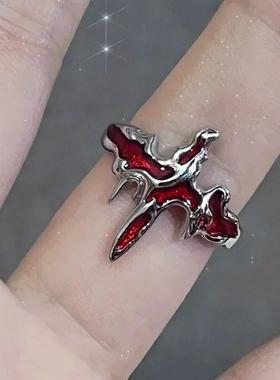 New Adjustable Opening Irregular Red Crystal Glass Heart Aes