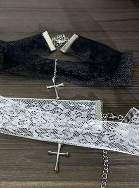 Sexy Wide Edge Lace Cross Pendan Necklaces for Women Men Tem
