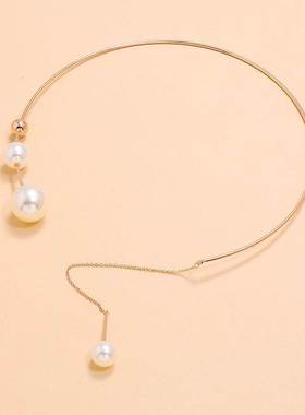Elegant Big White Imitation Pearl Choker Necklace Clavicle