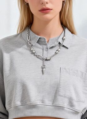 Punk Metal Heavy Link Necklaces Silver color Dark Style Goth