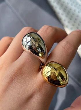 New Fashion Designer Gold Silver Colour Water Drop Ring Woma
