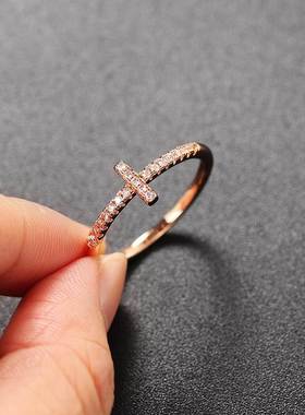 Cross Ring for Women Korean Fashion Micro-inlaid Zircon Dain