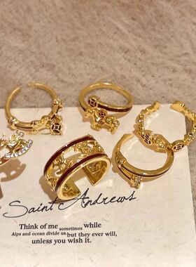 1/6pcs Retro Gold New Year Limited  Ring Women Fashionable l