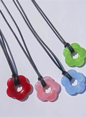 Colorful Flower Pendant Necklace for Women Girlfriend Gift H