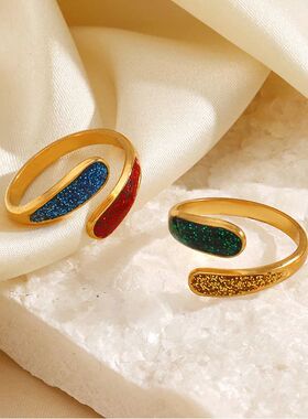 Sainless Seel Colorful Open Rings for Women Exquisie ndy Hip