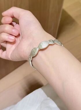 Silver Color Fish Geomeric Cuff Braceles for Women Men Simpl