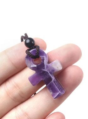 Ancient Egyptian Ankh Cross Engraved Natural Agate Stone Amu