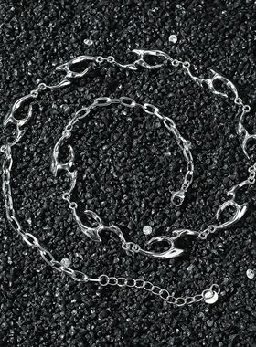 Fashionable bracelet with irregular metal texture necklace s
