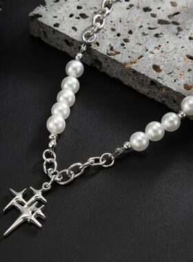 Hiphop Rock Four-Poined Sar Pendan Necklaces for Men Women I