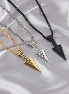Hip Hop Vintage Men Arrow Necklace cate Triangle Spearhead A