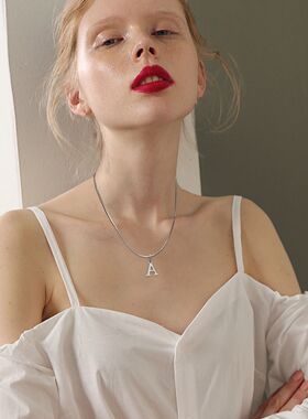 Silver Color Initial Letter Necklaces for Women Men Stainles