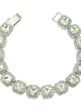 Fashionable hip-hop men's short square diamond chain necklac