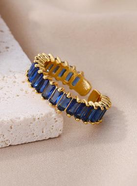 Colored Zircon Stainless Steel Rings for Women Luxury Gold P