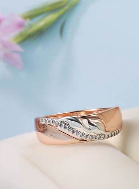 Luxury Silver Color Leaf With Zircon Women Rings Smooth Meta