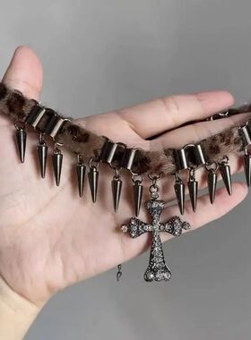 Hiphop Punk Silver Color Cross Pendan Necklace for Men Women