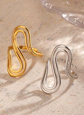 Sainless Seel S Open Rings for Women Exaggeraed Double-Layer