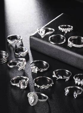 Delysia King 15pcs Bohemian Style Ladies Metal Joint Ring Se