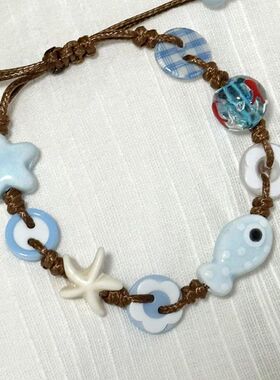 Bohemian Sar Fish Ceramic Woven Braceles, Vacaion Syle Fashi