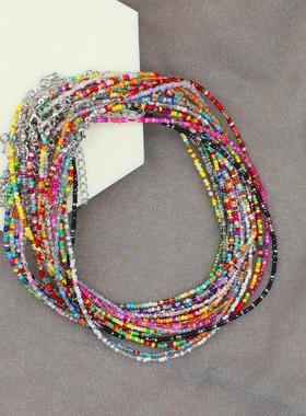Simple Seed Beads Strand Choker Necklace Women String Colla